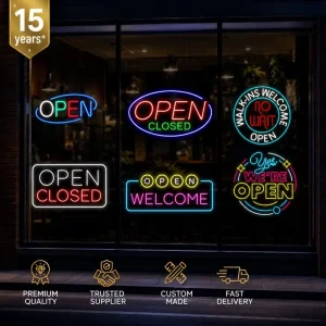 Waterproof Custom Open LED Neon Sign Board for Storefront Business Hanging Lighting Easy Use Open Close Sign