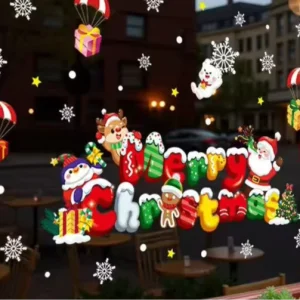 Waterproof Electrostatic Decorative Window Glass Mirror Static Cling Custom Printed Christmas Decal Sticker Vinyl Material B