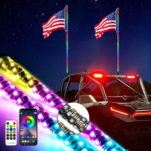 Waterproof Iridescent Spiral Car Ambient Lights Off Road Flagpole Warning Lights for Pickup Truck Others Car Light Accessories