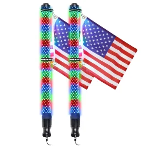 Waterproof LED Whip Light Multicolor Chasing Antenna Flag Pole with RF Remote for ATV UTV Off road Safety Warning