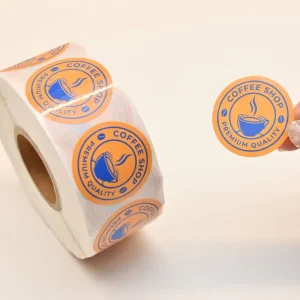 Waterproof Oil-Proof Heat-Resistant Eco-Friendly Durable Holographic Vinyl Stickers with Custom Logo for Food Coffee