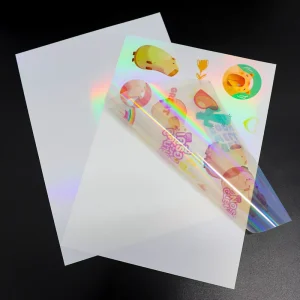 Waterproof Overlay A4 Transparent Rainbow PET PVC Vinyl Printable Laser Holographic Clear Sticker Paper for Inkjet Printer