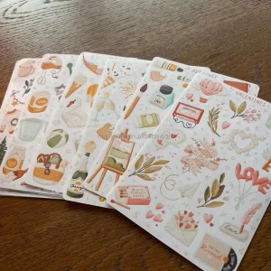 Waterproof PVC Material Self Adhesive Transparent Sticker Custom Vinyl clear Sticker Kiss Cut Cartoon Sticker
