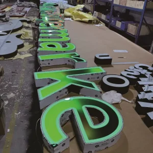 Waterproof RGB Running Edge Lit Sign Dynamic Multi color LED Luminous Letter for Auto Repair Shop Outdoor Front Logo Board