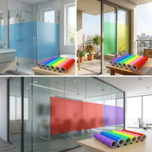 Waterproof Self Adhesive Colorful Stained Glass Stickers Glass Door Decor Decal