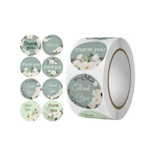 Waterproof Self Adhesive Customizable Gold Stamping Thank You Stickers for Craft Photo Frame Candle Cosmetic Packaging