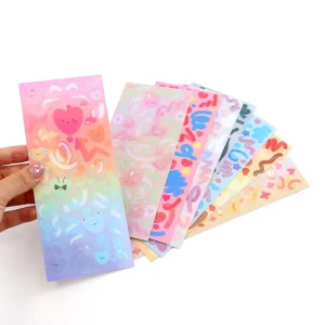 Waterproof Self-Adhesive Vinyl Cute Kiss Cut Hologram Labels Anime Rainbow Effect Glitter Stickers Sheet