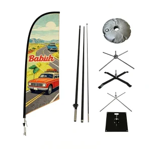 Waterproof Sublimation 4.6m Teardrop Business Advert Beach Flag with Flagpole for Island Tour