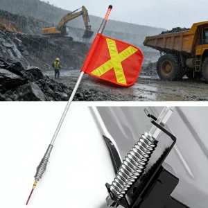 Waterproof Tear Resistant Mining Safety Flag With Fiberglass Pole for Traffic Construction Warning