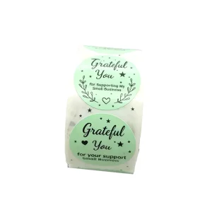 Waterproof Transparent Holographic PVC Sticker Color Roll Self Adhesive Thank You Handmade Printing Label Paper for Clothing
