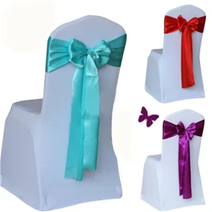 Wedding Chair Cover Sash Satin Fabric Bow Tie Ribbon Band Decoration Hotel Party Supplies