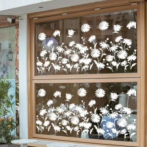 White Butterfly Flower Static Window Cling Home & Shop Window Decoration Double Sided Visible Glass Decal