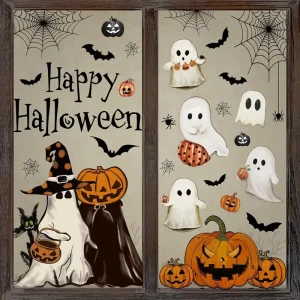 White Ghost Window Sticker PVC Static Cling Glass Decal Horror Party Window Decoration Home