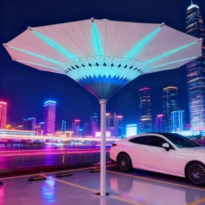 White Outdoor Hotel Parasol Light Creative Open Sky Courtyard Mid Column Umbrella Patio Umbrellas Bases
