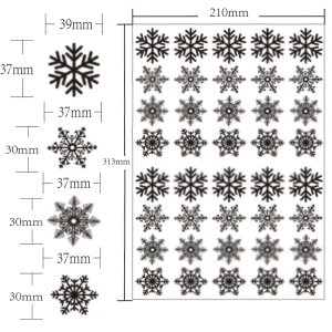 Window Glass Removable Static Stickers Decals with White Transparent Snowflakes for Christmas Decoration