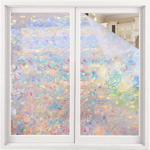 Window Privacy Film Vinyl 3D Window Decals for Glass Door Heat Control Static Window Clings