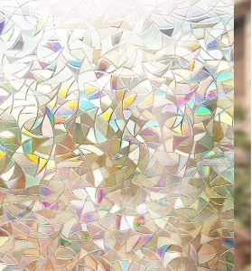 Window Privacy Protection Film Rainbow 3D Decorative Window Vinyl Stained Glass Decals Static Cling Window Sticker Reusable