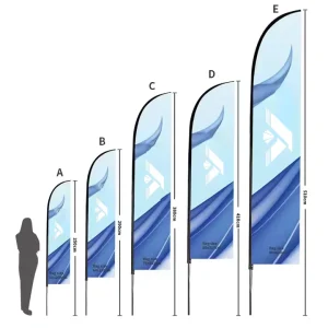 Windproof Portable Polyester Fabric Feather Beach Flags Stylish Pennant Style for Advertising Promotions for Outdoor Activities