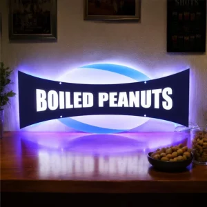 With Blue Halo Glow Custom Logo Acrylic Backlit Board for Store Shop Bar Business Advertising Illuminated Oval LED Neon Sign
