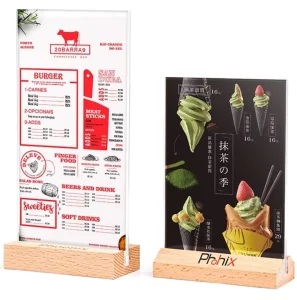 With Wood Base Acrylic Sign Stand Holder Desk Top Table Tent