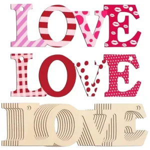 Wooden Love Letter Ornaments Handmade Paint 7 Inch Large Size Fathers Day DIY Blank Unfinished Wood Discs Hanging Decorations
