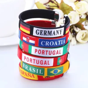 World Cups Countries Flag Bangle Promotional Sports Team Soccer Fans Gift Arm Band Armband Bracelets Elastic Wristband
