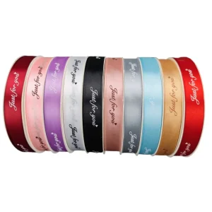 Wrapping Satin Packaging Ribbon With Logo Custom Printed Silk Ribbons 100% Polyester Wired Ribbon for Crafts