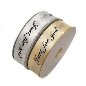 Wrapping Satin Packing Ribbon with Logo Custom Printed Silk RIBBONS 100% Polyester Wired Ribbon for Crafts