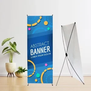 X Banner Stand Advertising Display CMYK Digital Printing Korean Type Iron Pole Plastic Connector ISO 9001 Certified