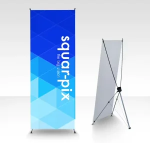 X Banner Stand Advertising Display CMYK Digital Printing Korean Type Iron Pole Plastic Connector ISO 9001 Certified