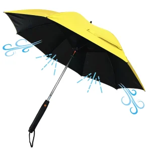 YS 1020 Custom Outdoor Summer Cooling Umbrella Multi functional Anti UV Fabric Parasol with Fan Water Misting Straight Umbrella