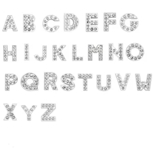 Zinc Alloy Metal Silver Color DIY Individuality Handmade Crystal 8mm Slide Letter Charm